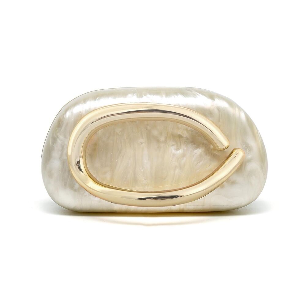 Dassymia Acrylic Pearl White Evening Clutch Bag